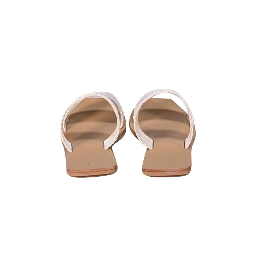 St. Agni - White Clea Woven Leather Slide Sandals Sz 6